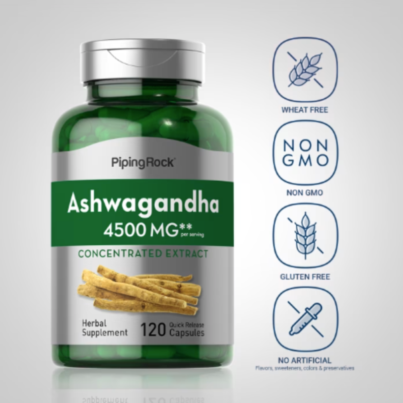 Ashwagandha 4500 mg (per porzione) 120 capsule a rilascio rapido