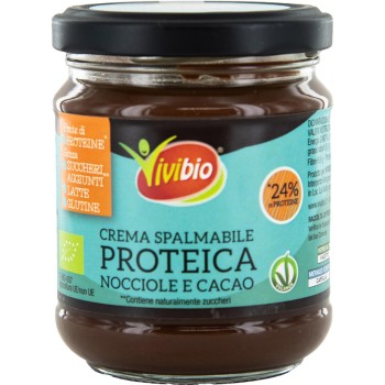 Vivibio Crema Spalmabile Proteica Nocciole e Cacao 200 g - Bio - Senza zuccheri aggiunti