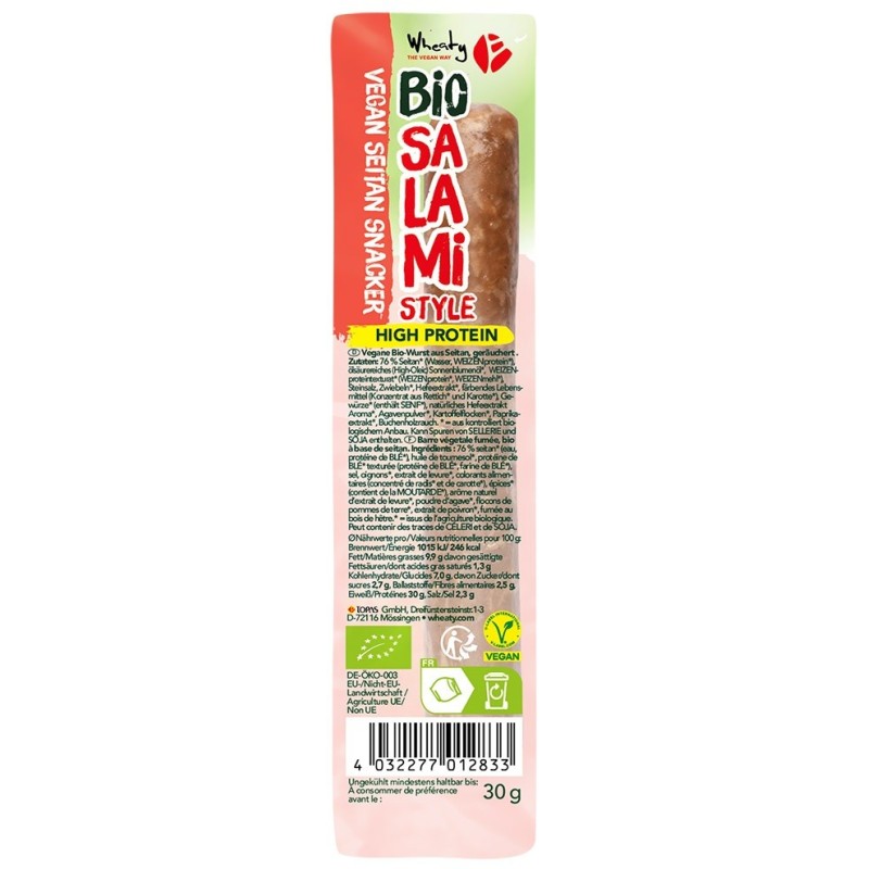 Wheaty Salami Snacker 30g — Snack salame vegano