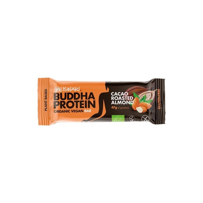 Barretta Buddha Protein Cacao e Mandorle 47g | Iswari - Snack Vegano