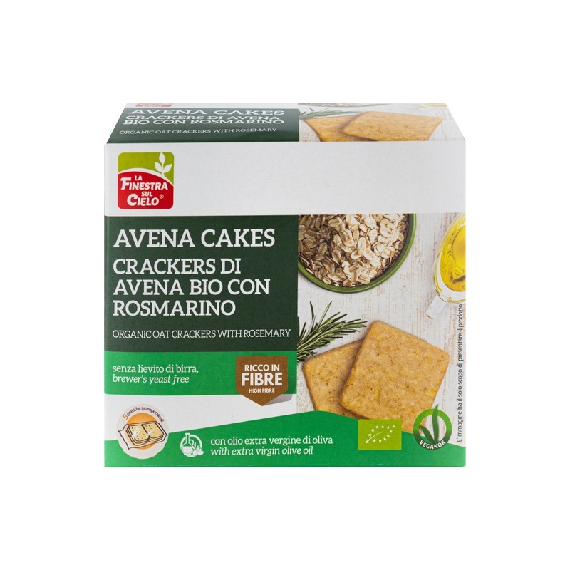 AvenaCakes Crackers di Avena con Rosmarino 250g | La Finestra sul Cielo - Snack Vegano