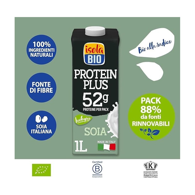 Protein Plus Soia 52g | Bevanda Proteica Biologica a Base di Soia
